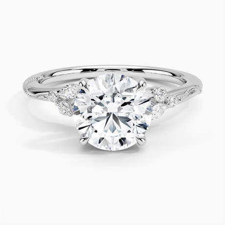 Platinum Camellia Milgrain Diamond Ring