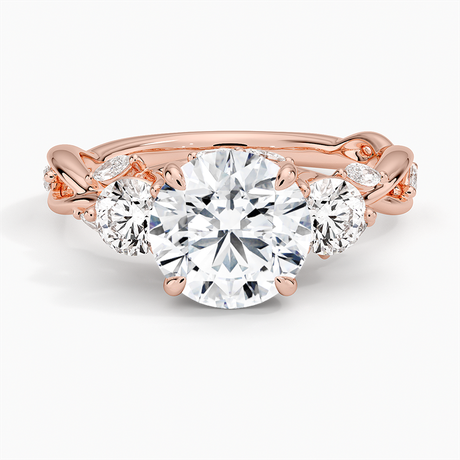 14K Rose Gold Secret Garden Three Stone Diamond Ring