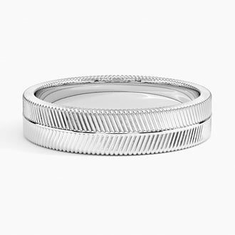 Herringbone Textured 5mm Ring in Platinum