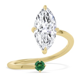 Custom Marquise Diamond and Emerald Toi et Moi Ring