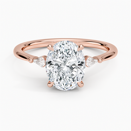 14K Rose Gold Petite Cometa Three Stone Diamond Ring