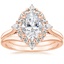 14K Rose Gold Dahlia Halo Diamond Ring (1/3 ct. tw.) with Petite Curved Wedding Ring