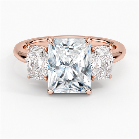 14K Rose Gold Faye Elongated Cushion Three Stone Diamond Ring (1 ct. tw.)