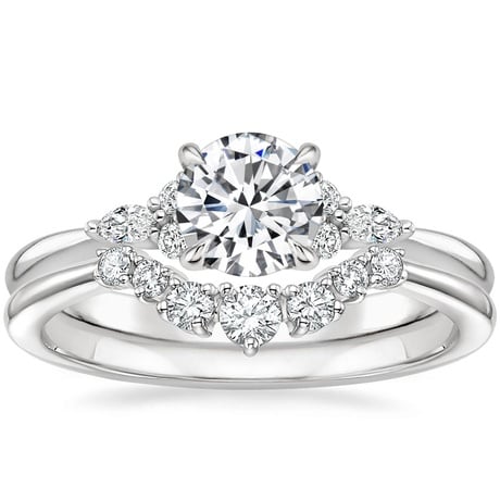 Platinum Nadia Diamond Ring with Aria Contoured Diamond Ring