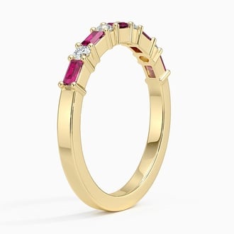 Baguette Lab Ruby and Diamond Ring