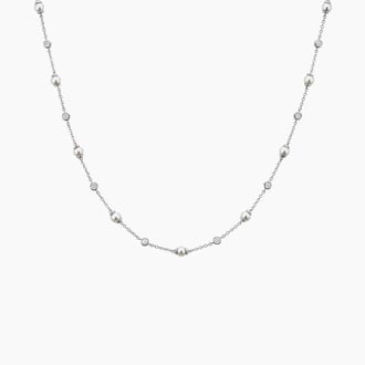 Athena Premium Akoya Cultured Pearl and Diamond Strand Necklace - Brilliant Earth