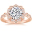 14K Rose Gold Cadenza Halo Diamond Ring, smalltop view
