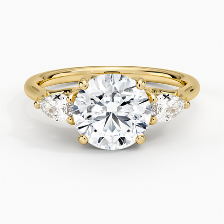 Trellis Three Stone Pear Diamond Ring