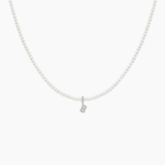 Cultured Pearl and Diamond Initial Necklace