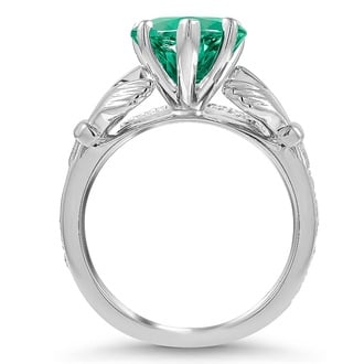 Custom Emerald Claddagh Ring with Diamond Accents