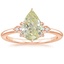 14K Rose Gold Fiore Diamond Ring, smalltop view