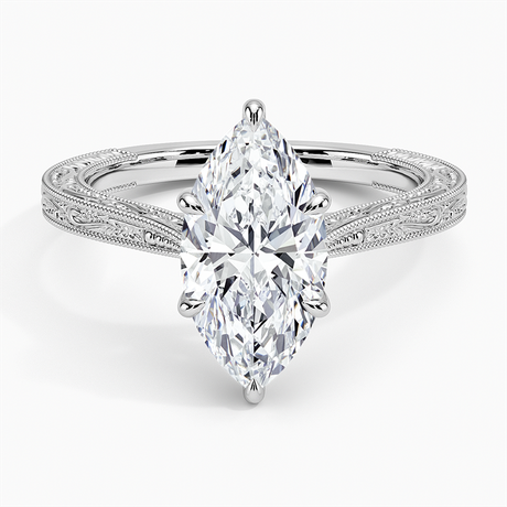 Platinum Elsie Engraved Ring