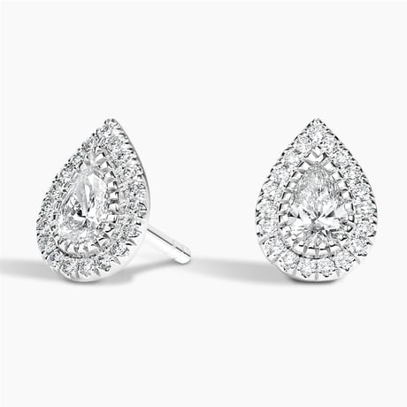 Pear Lab Diamond Halo Stud Earrings