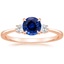 14K Rose Gold Petite Selene Three Stone Diamond Ring (1/10 ct. tw.), smalltop view