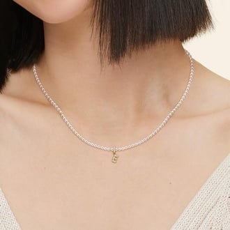 Cultured Pearl and Diamond Initial Necklace