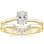 18K Yellow Gold Monsella Ring with Lunette Diamond Ring