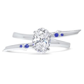 Custom Airplane Inspired Sapphire and Lab Diamond Ring