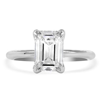 Custom Emerald Cut Diamond Hidden Accent Engagement Ring