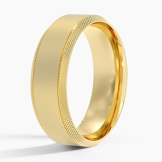 Knurled Florentine Beveled Edge 6mm Wedding Ring