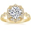 18K Yellow Gold Cadenza Halo Diamond Ring, smalltop view