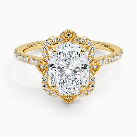 18K Yellow Gold Reina Halo Diamond Ring