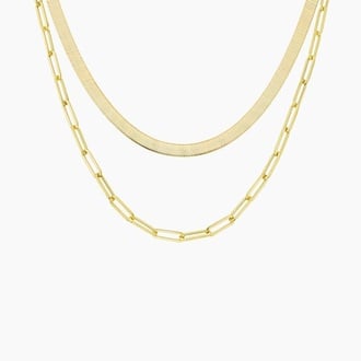 The Luxe Trendsetter Herringbone and Paperclip Chain Necklace Set