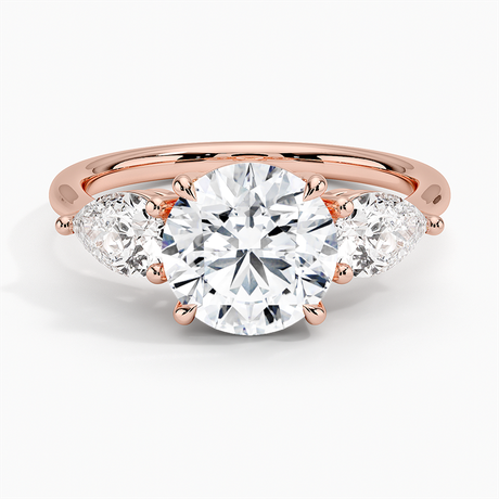 14K Rose Gold Luxe Opera Three Stone Diamond Ring