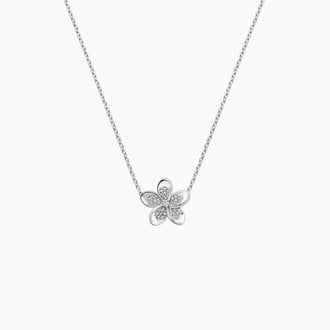 Plumeria Lab Diamond Pendant Necklace