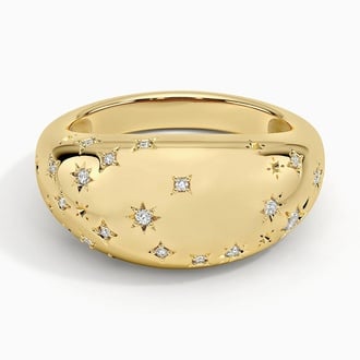 Pisces Zodiac Constellation Diamond Dome Ring