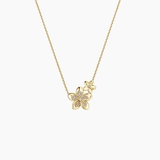 Plumeria Lab Diamond Cluster Pendant Necklace