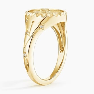 Aquarius Zodiac Diamond Signet Ring