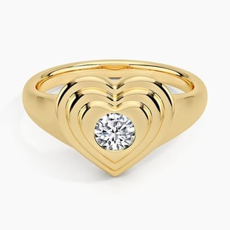 Diamond Heart Signet Ring