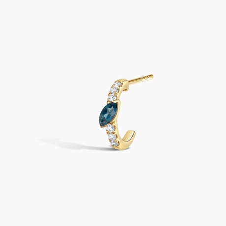 Single London Blue Topaz and Diamond Huggie Earring - Brilliant Earth