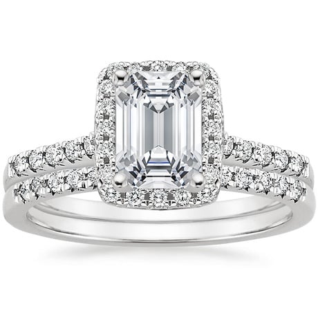 18K White Gold Odessa Diamond Ring (1/5 ct. tw.) with Sonora Diamond Ring (1/8 ct. tw.)