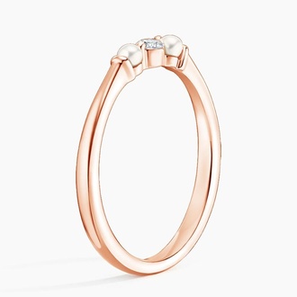 Marlene Freshwater Cultured Pearl and Diamond Ring in 14K Rose Gold
