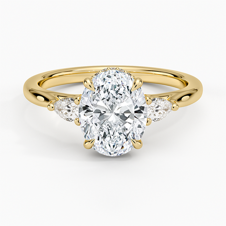 Floating Three Stone Pear Diamond Ring