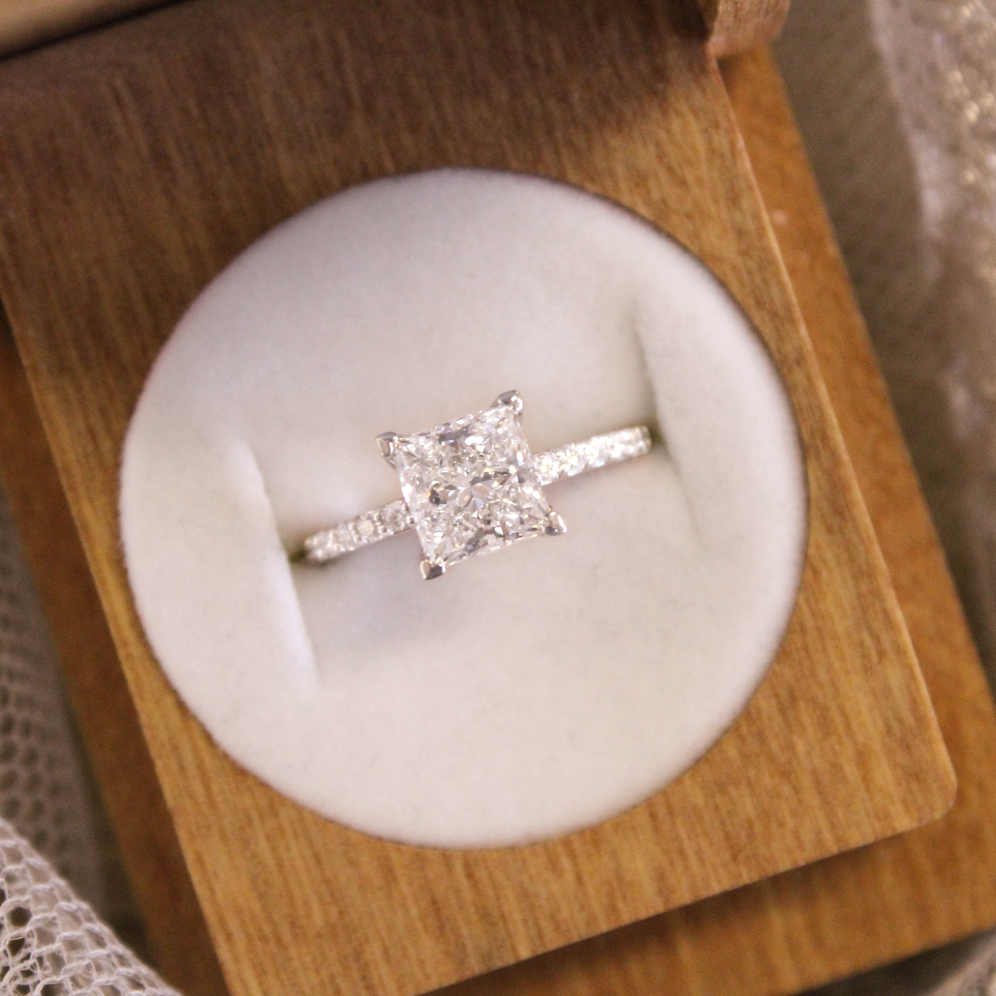 princess cut engagement rings in box