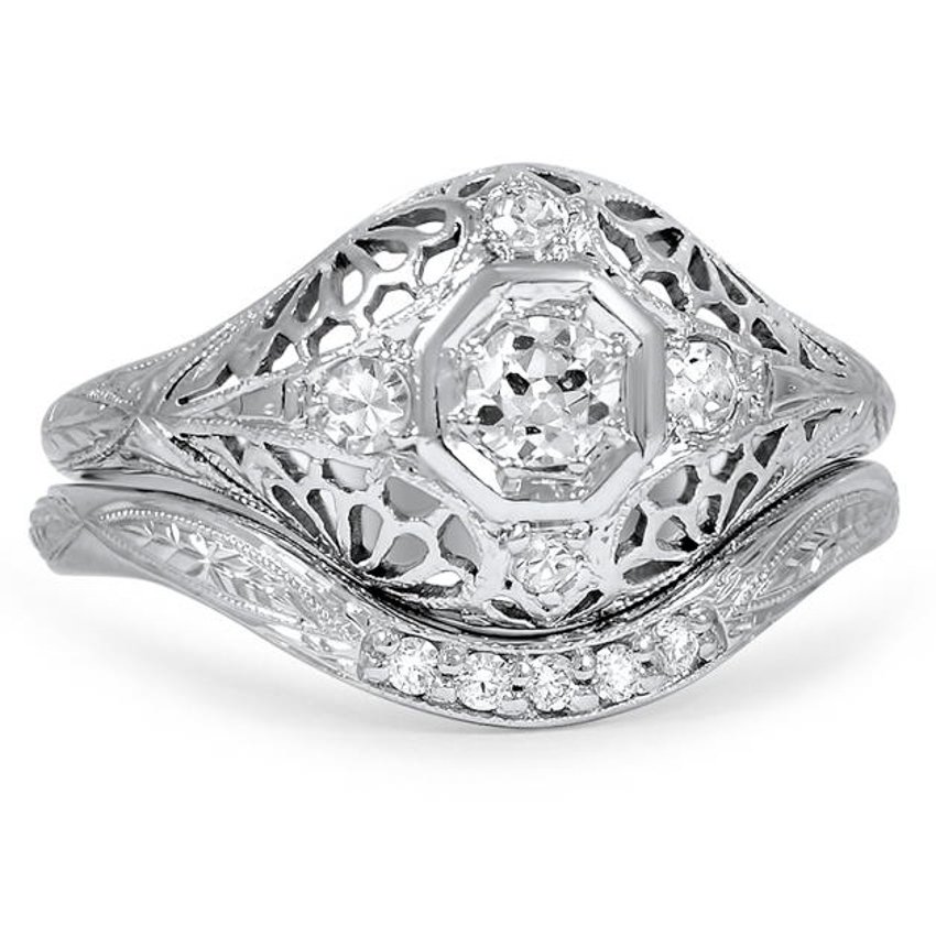 Antique Engagement Ring 1 Carat Old European Cut Diamond 1920 S