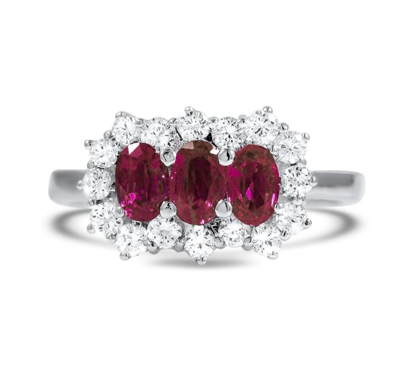 Three showstopping rubies take center stage in this dazzling ring from ...