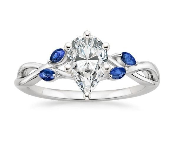 Willow Diamond Ring with Sapphire Accents