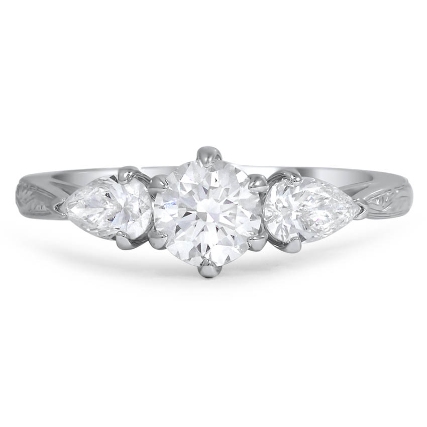 Hand-Engraved-Three-Stone-Ring-with-Diamond-Pear-Accents