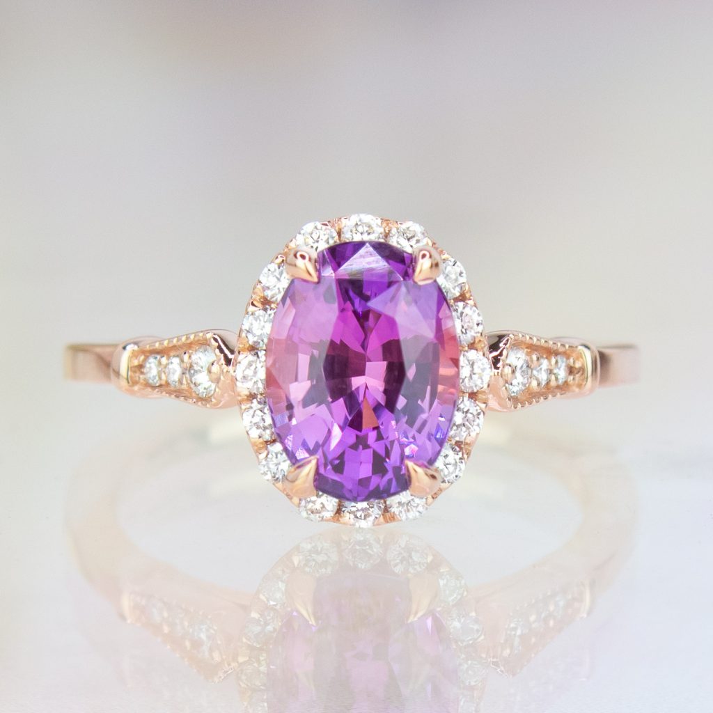 light purple diamond wedding ring