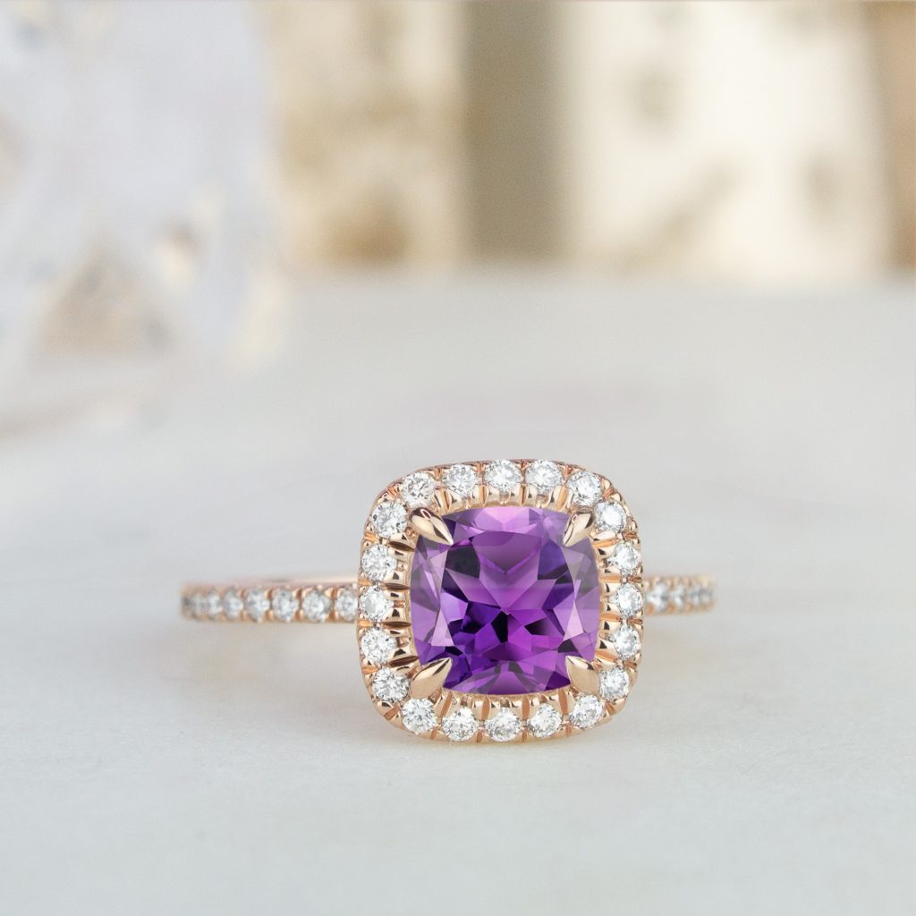 light purple diamond wedding ring