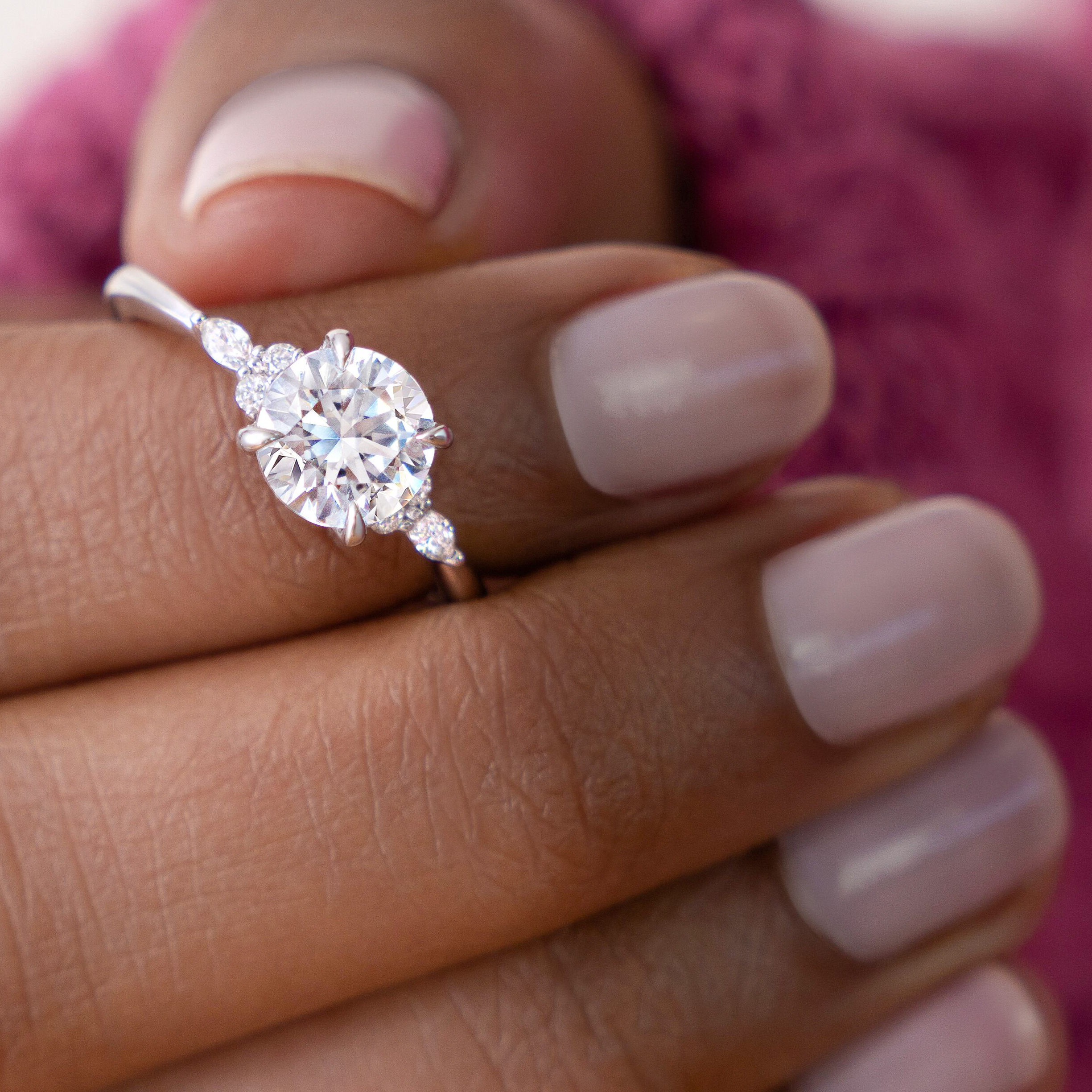 sterling silver band ring with diamonds