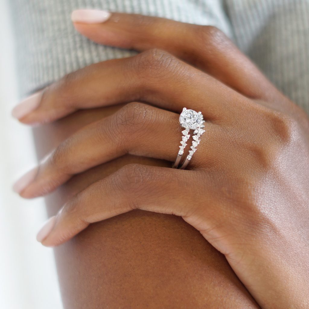 diamond engagement rings on hands