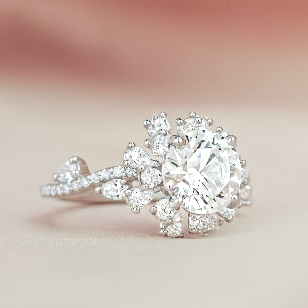 diamond flower wedding ring