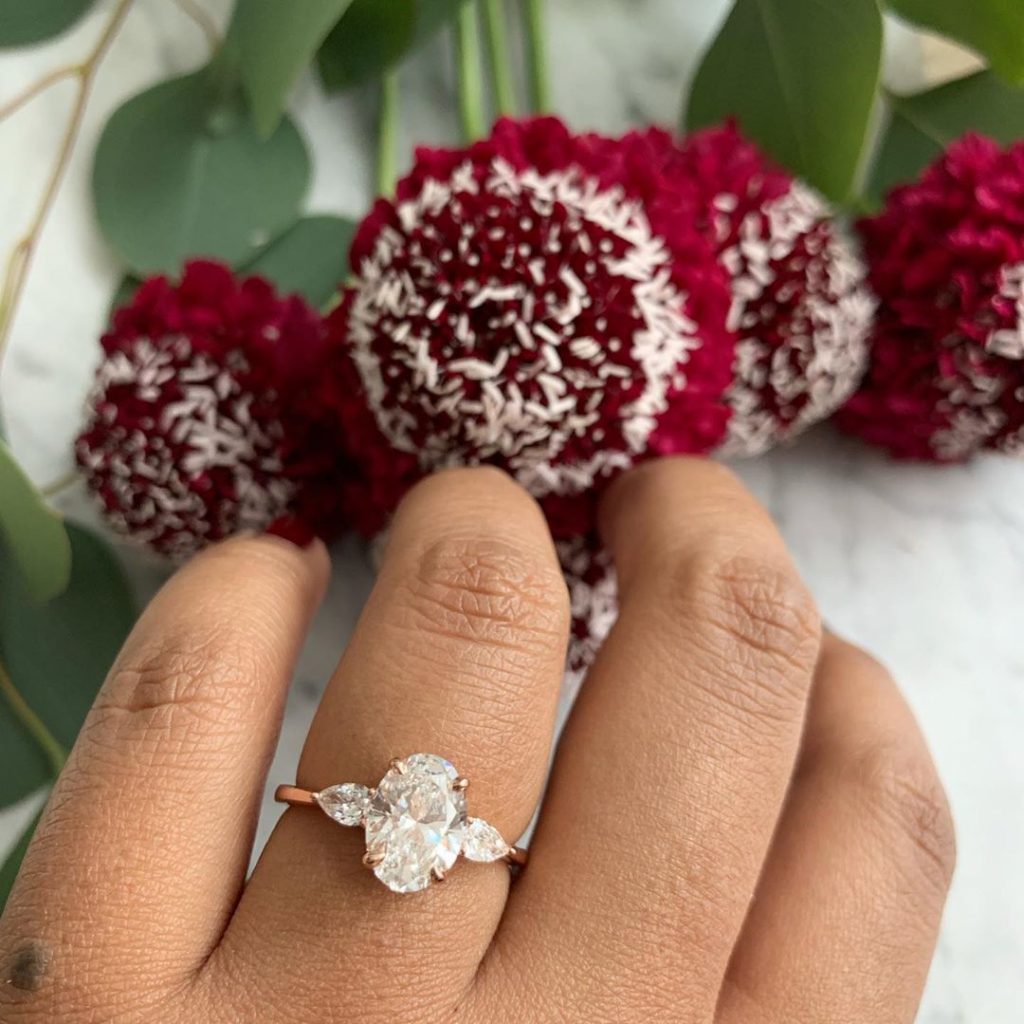 Celebrity three stone engagement rings hotsell