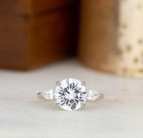 Custom White Sapphire And Diamond Engagement Ring #103211 - Seattle  Bellevue | Joseph Jewelry