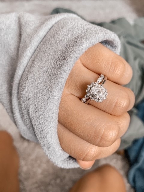 round and princess cut diamond ring