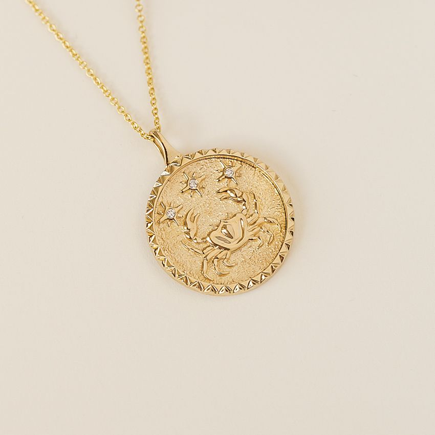 Cancer Zodiac Necklace In Gold-Tone (June 21 – July 22)